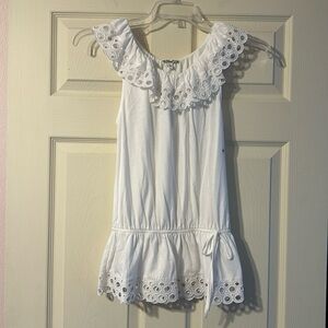 NWT Express White Eyelet Lace Detail Tank Top XS